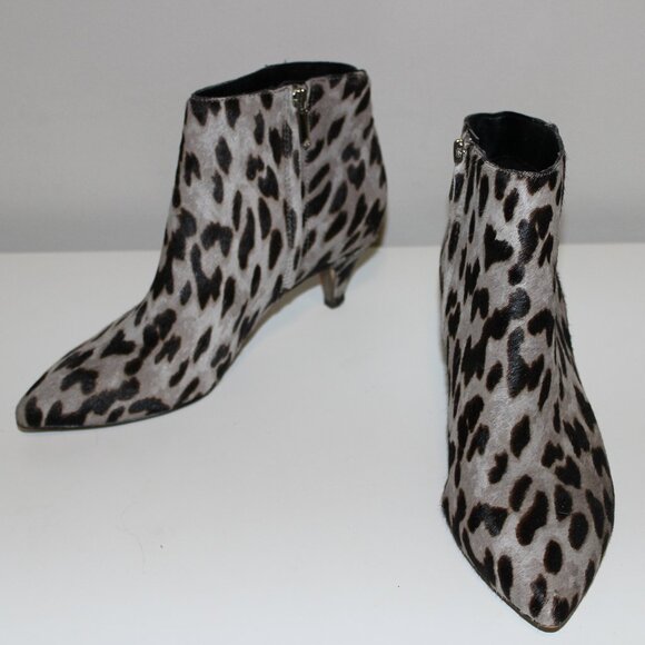Sam Edelman Kinzey Leopard Print Cowhide Heeled Pointy Toed Ankle Booties 6.5 - Picture 1 of 10